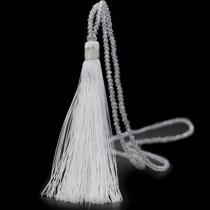 Wholesale Colored crystal necklace sweater necklace women's high-end long tassel necklace